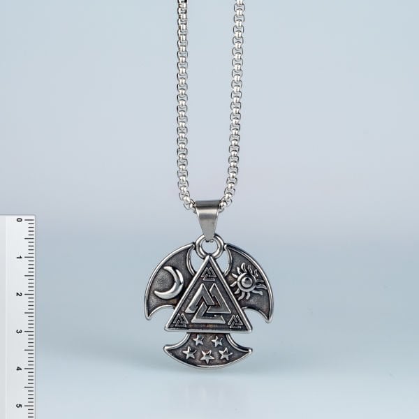 Toptan Valknut Gotik Çelik Erkek Kolye