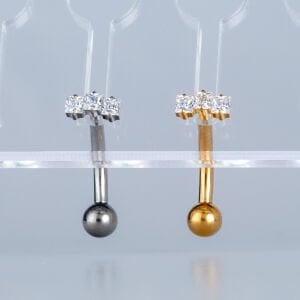 Piercing Titanyum Ters Göbek Fashion Sutun Taş Beyaz