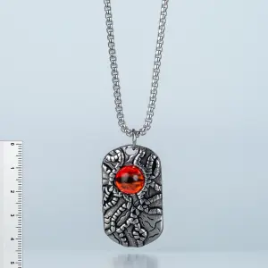 Toptan Taşlı Gotik Çelik Erkek Kolye