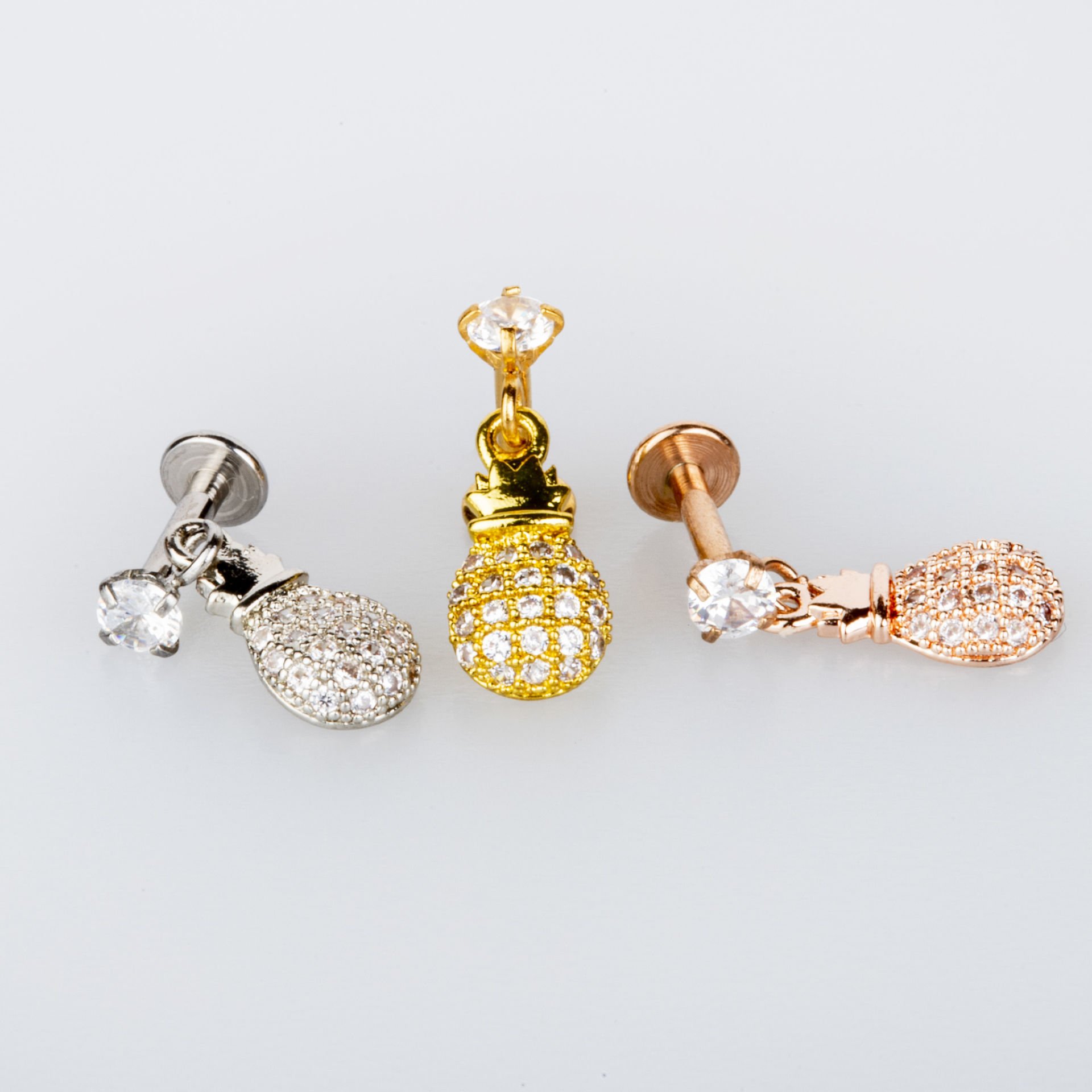 Toptan 316L Çelik Barlı Piercing Tragus Ananas