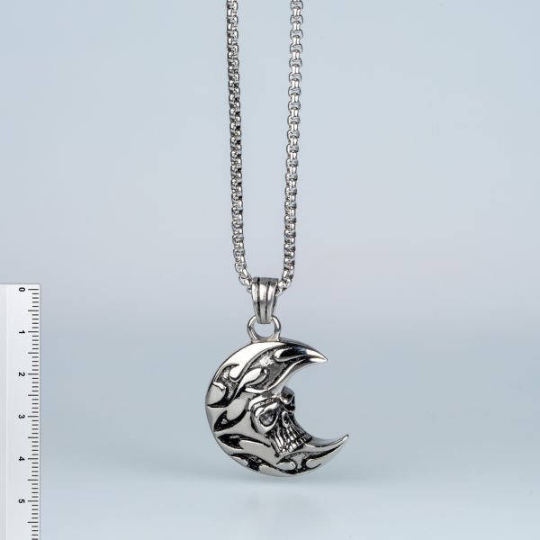 Steel Necklace Gothic Moon