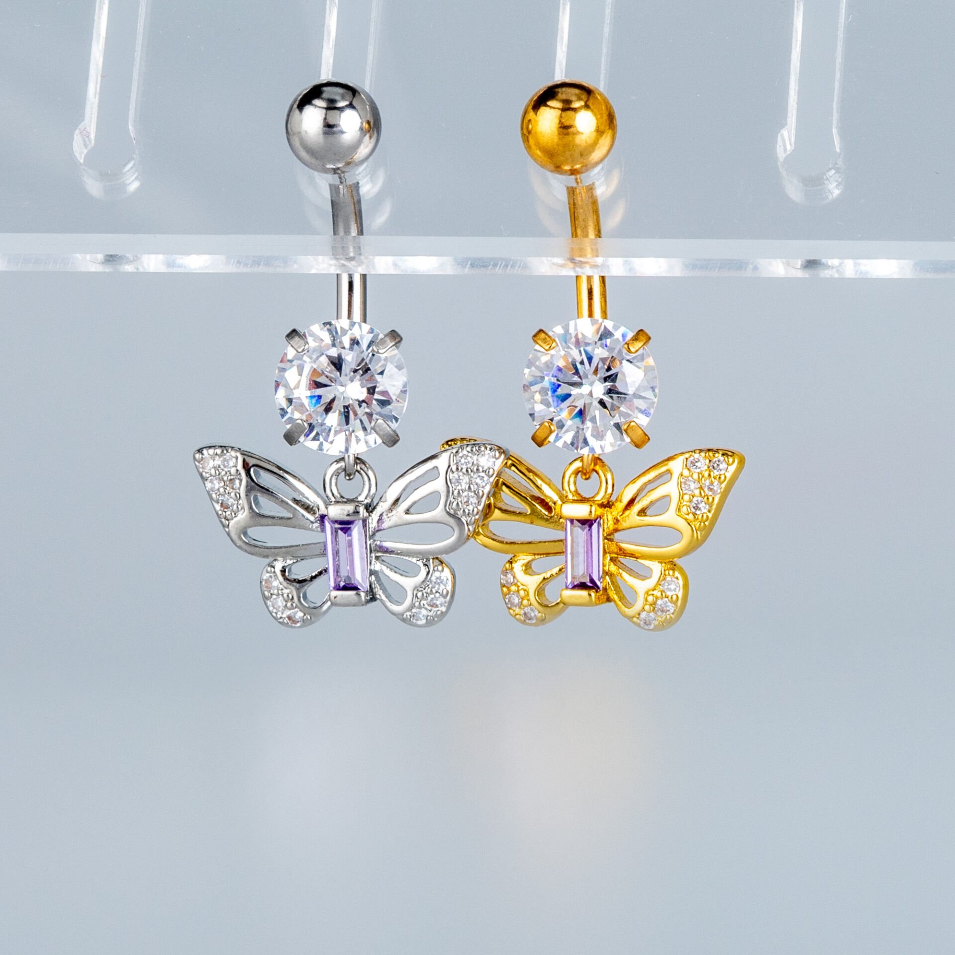 Piercing Göbek Fashion Kelebek Sarı