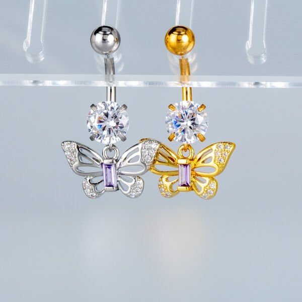 Piercing Göbek Fashion Kelebek Sarı