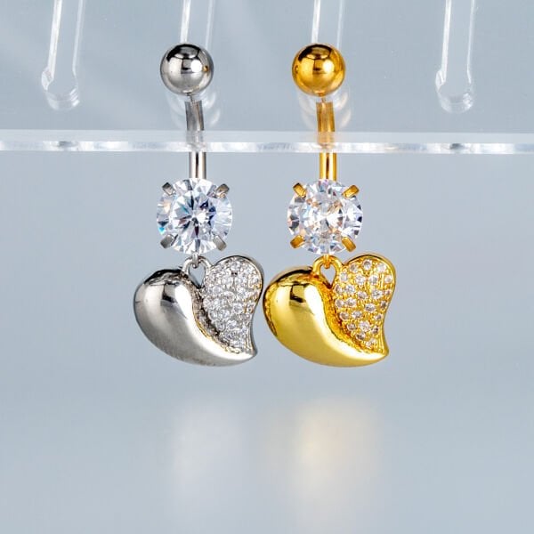 Piercing Göbek Fashion Kalp Sarı