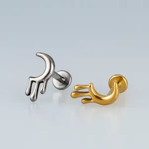 Toptan Piercing Titanyum Eriyen Ay Tragus Helix Labret Vos Etnik Takı Beyaz 8mm