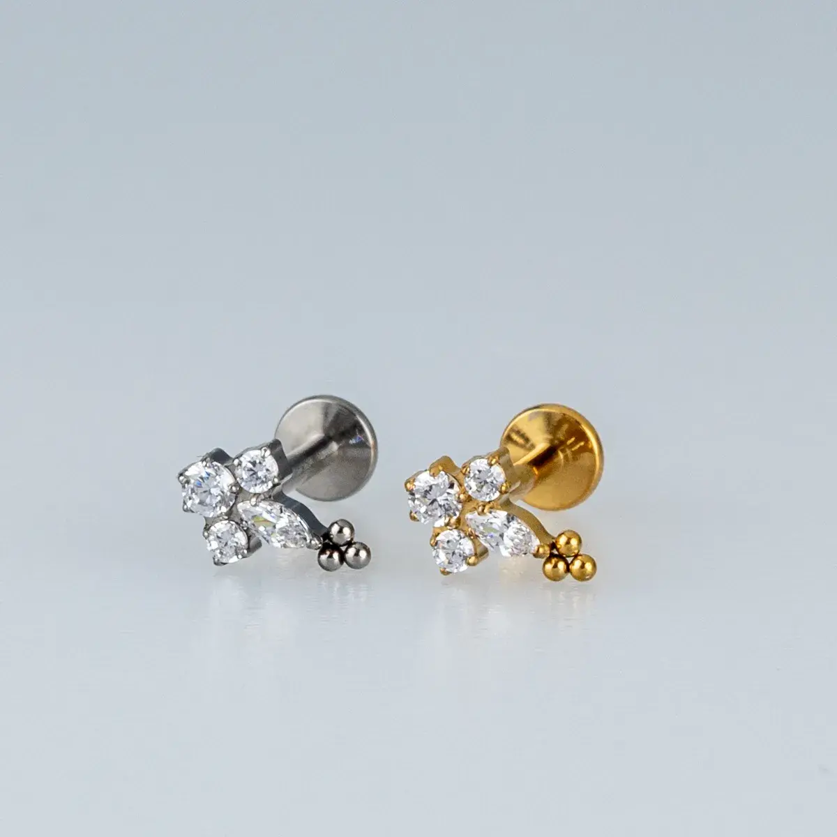 Toptan Piercing Titanyum Taşlı Gotik Haç Tragus Helix Labret Vos Etnik Takı