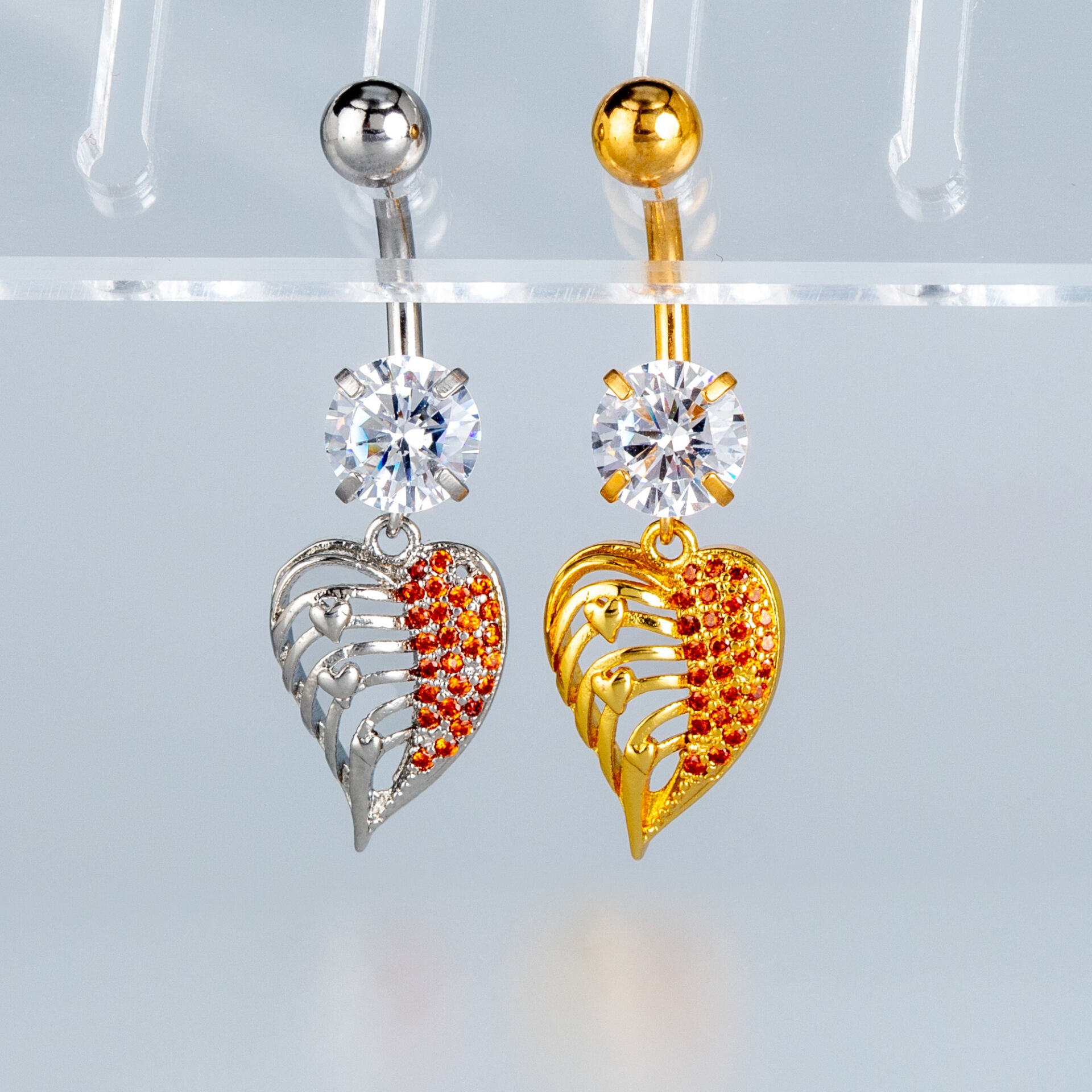 Piercing Göbek Fashion Kalp Sarı