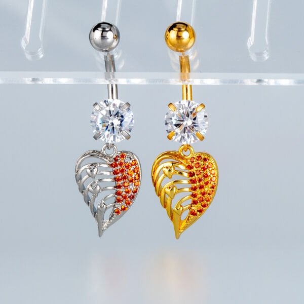 Piercing Göbek Fashion Kalp Sarı