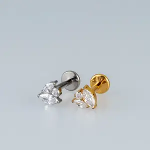 Toptan Piercing Titanyum Üçlü Markiz Tragus Helix Labret Vos Etnik Takı Beyaz 8mm