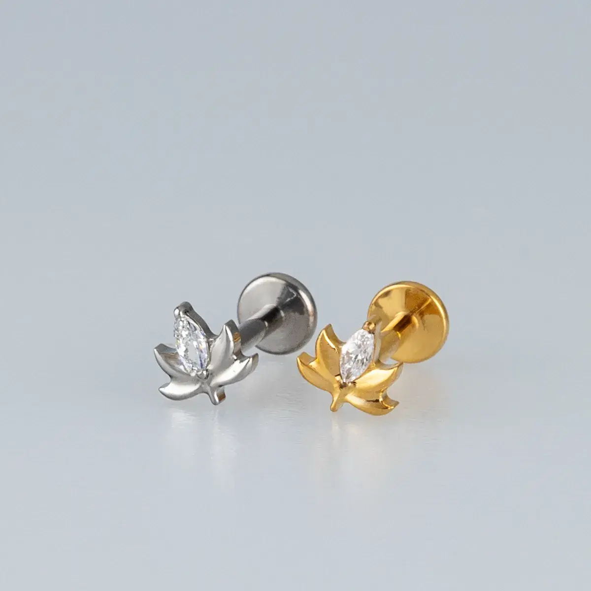 Toptan Titanyum Yaprak Tragus Piercing Vos Toptan Sarı 8mm