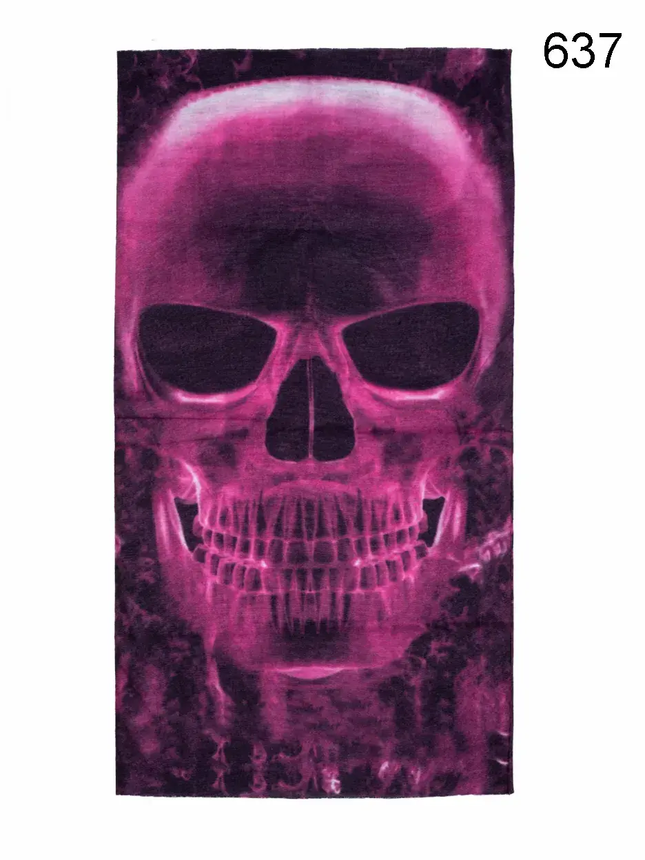 Toptan Pembe Neon Kurukafa Baskılı Mikrofiber Dikişsiz Boyunluk