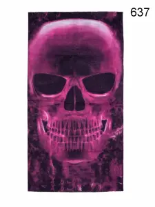 Toptan Pembe Neon Kurukafa Baskılı Mikrofiber Dikişsiz Boyunluk