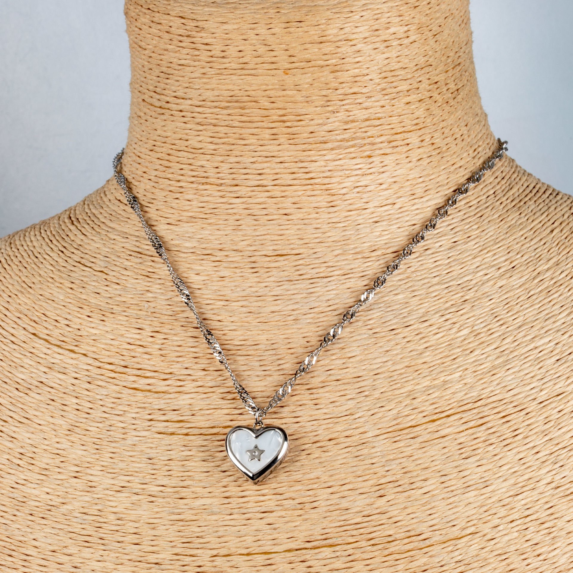 Çelik Kolye Zincir Kalp