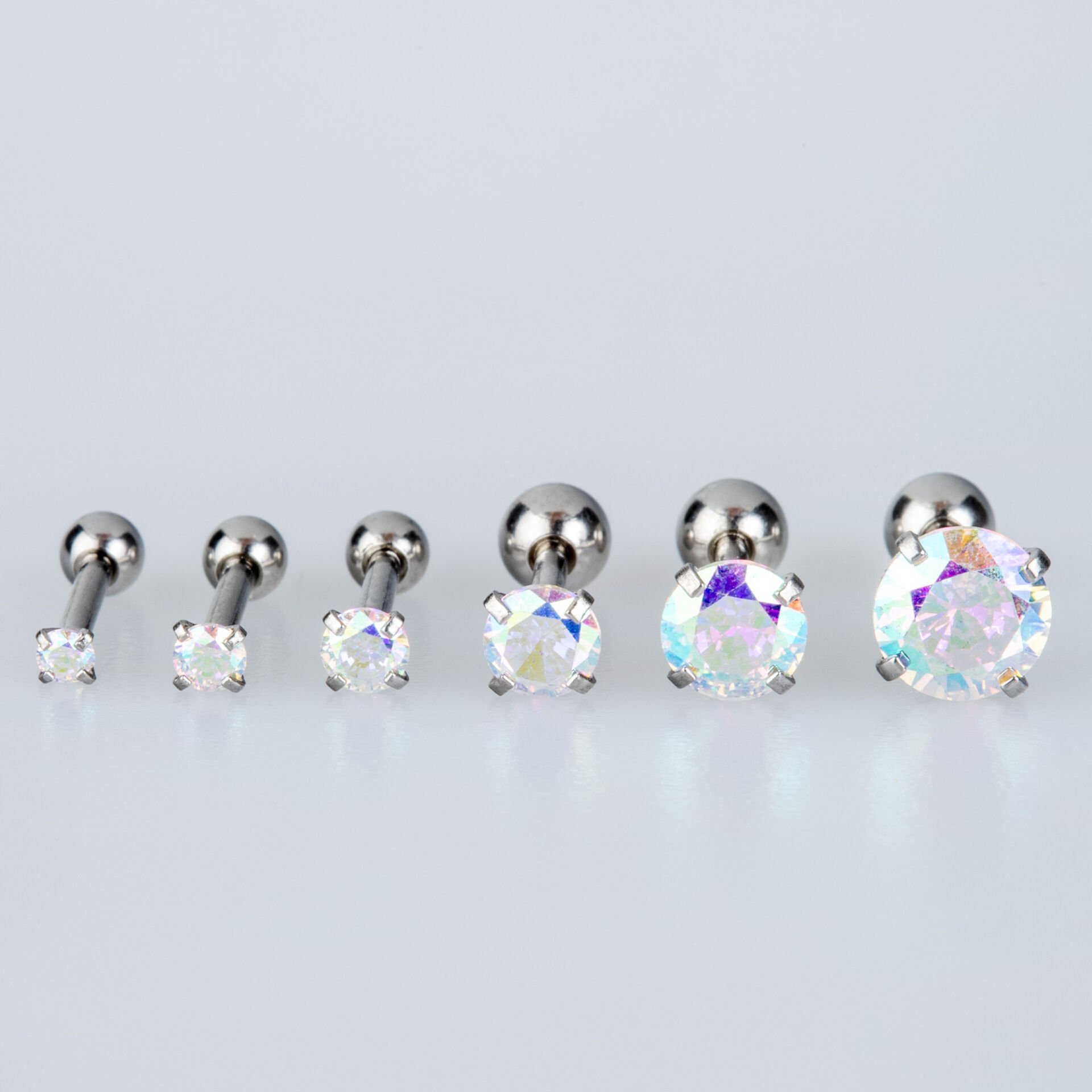 Piercing Çelik Tragus Yuvarlak Taş