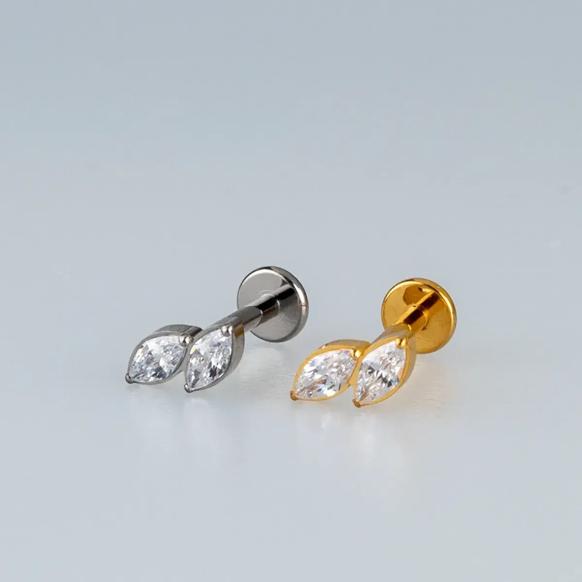 Toptan Titanyum İkili Markiz Piercing Vos Toptan Beyaz 8mm