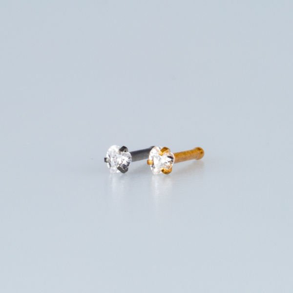 Titanium Nose Ring Heart 2.5mm Stone Thickness 1mm