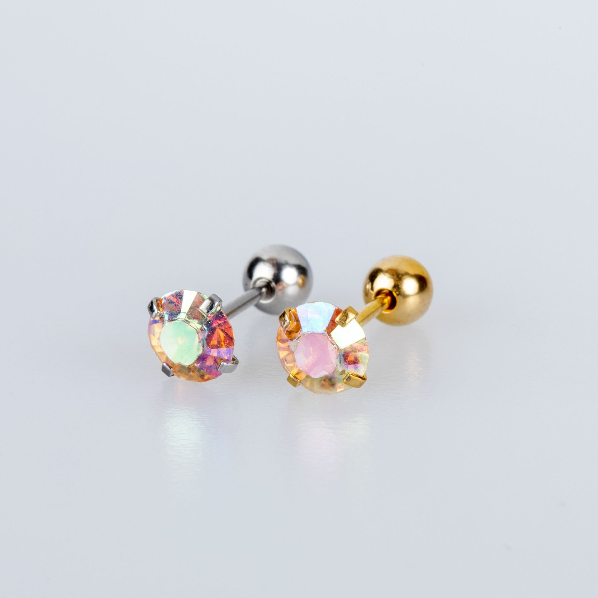 Piercing Çelik Tragus 5mm Yuvarlak Taş Beyaz