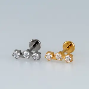 Toptan Titanyum Beşgen Üçlü Piercing Vos Toptan Beyaz 8mm