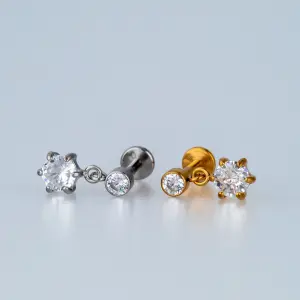 Toptan Piercing Çelik Tragus Helix Sarı