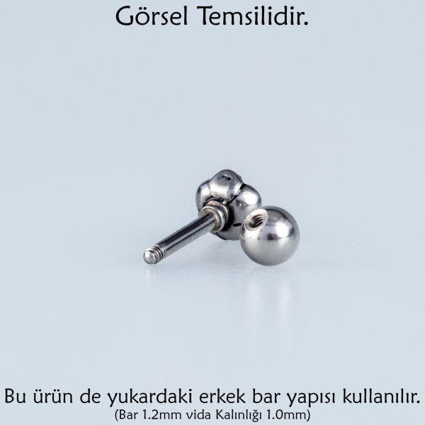Piercing Çelik Tragus 5mm Yuvarlak Taş