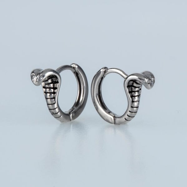 Steel Earring Gothic - Double Snake
