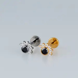 Toptan Titanyum Siyah Taşlı Piercing Vos Toptan Beyaz 8mm