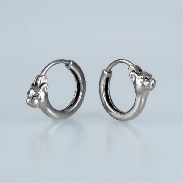 Steel Earring Gothic - Double Cat