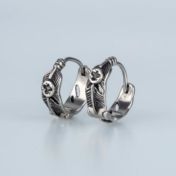 Steel Earring Gothic - Double Leaf