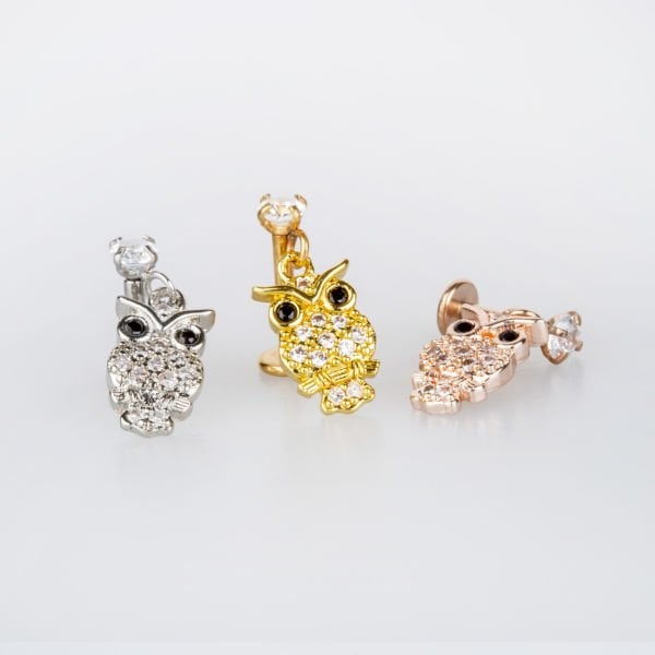 Toptan 316L Çelik Barlı Piercing Tragus Baykuş
