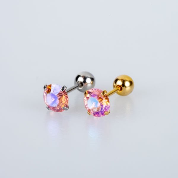 Piercing Çelik Tragus 5mm Yuvarlak Taş