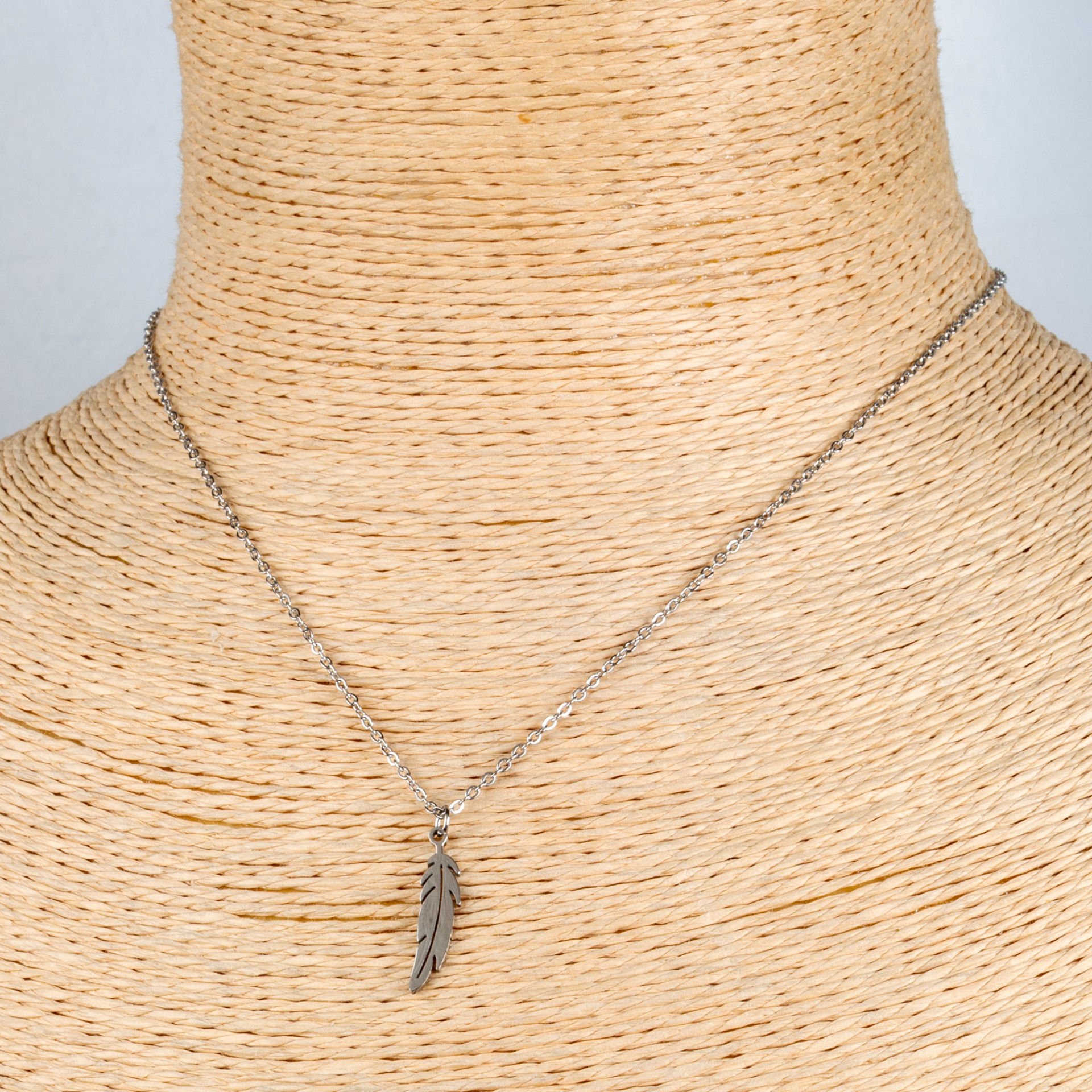 Steel Necklace Chain Leaf