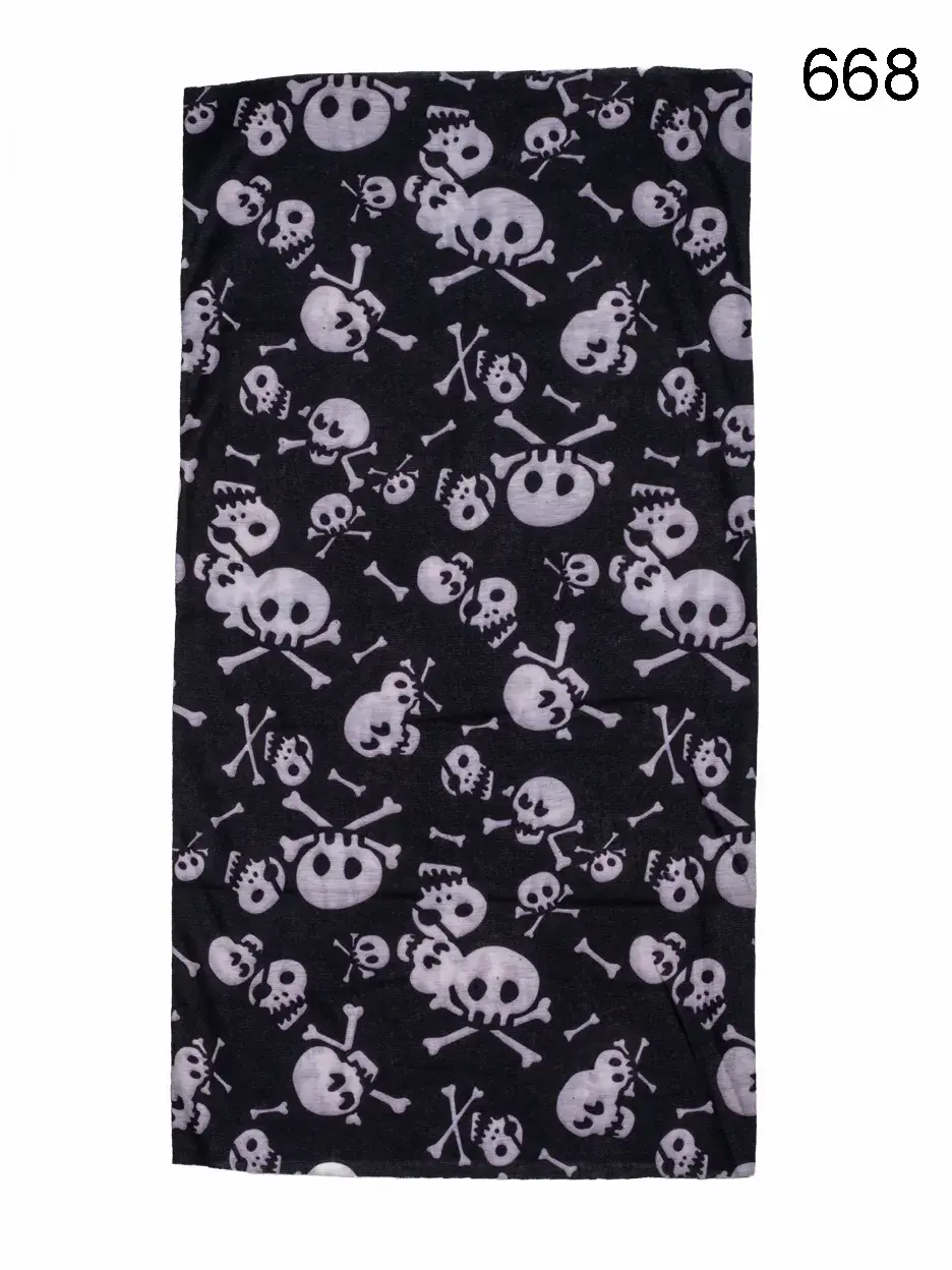 Toptan Karışık Kurukafa Baskılı Mikrofiber Dikişsiz Boyunluk