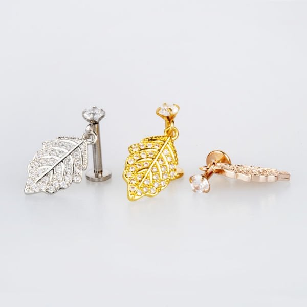 Toptan 316L Çelik Barlı Piercing Tragus Yaprak