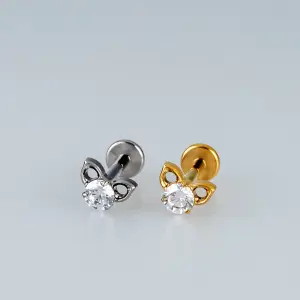 Toptan Titanyum Taçlı Tragus Piercing Beyaz 8mm
