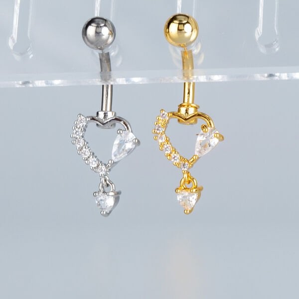 Piercing Göbek Fashion Kalp Beyaz