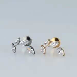 Toptan G23 Titanyum Dörtlü Markiz Piercing Beyaz 8mm