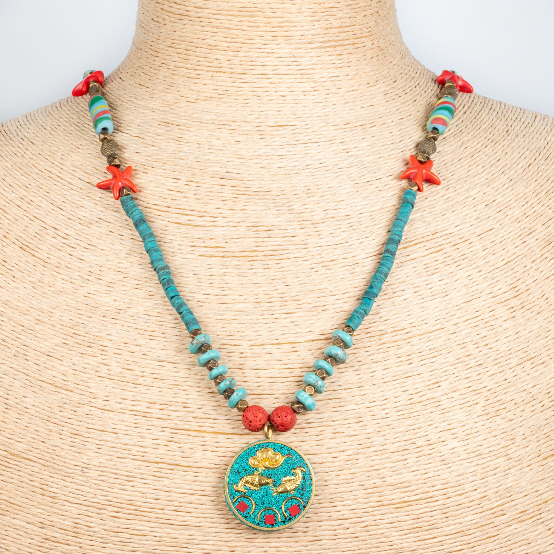Ethnic Necklace-Natural Stone Long 80cm