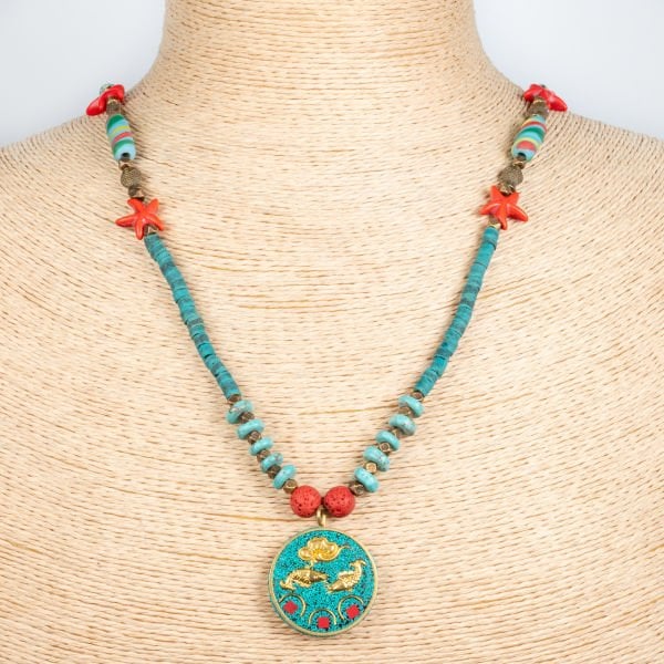 Ethnic Necklace-Natural Stone Long 80cm