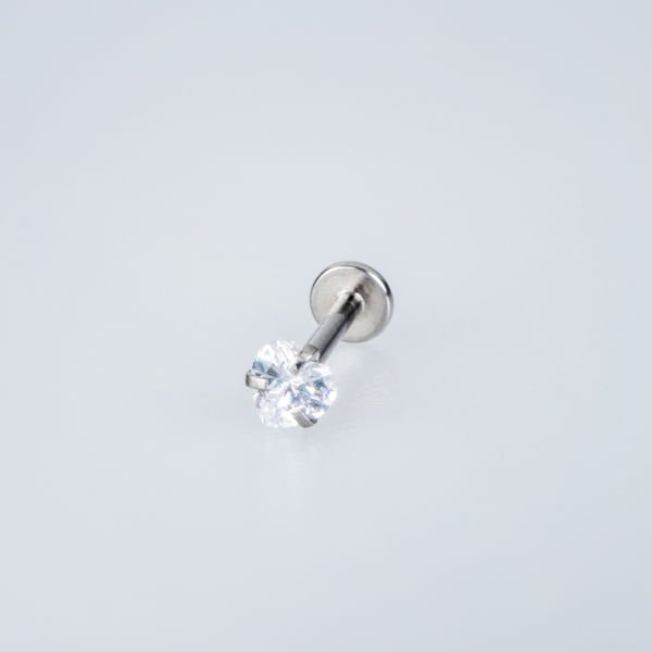 Toptan Piercing Labret 4mm Kalp Taş Silver