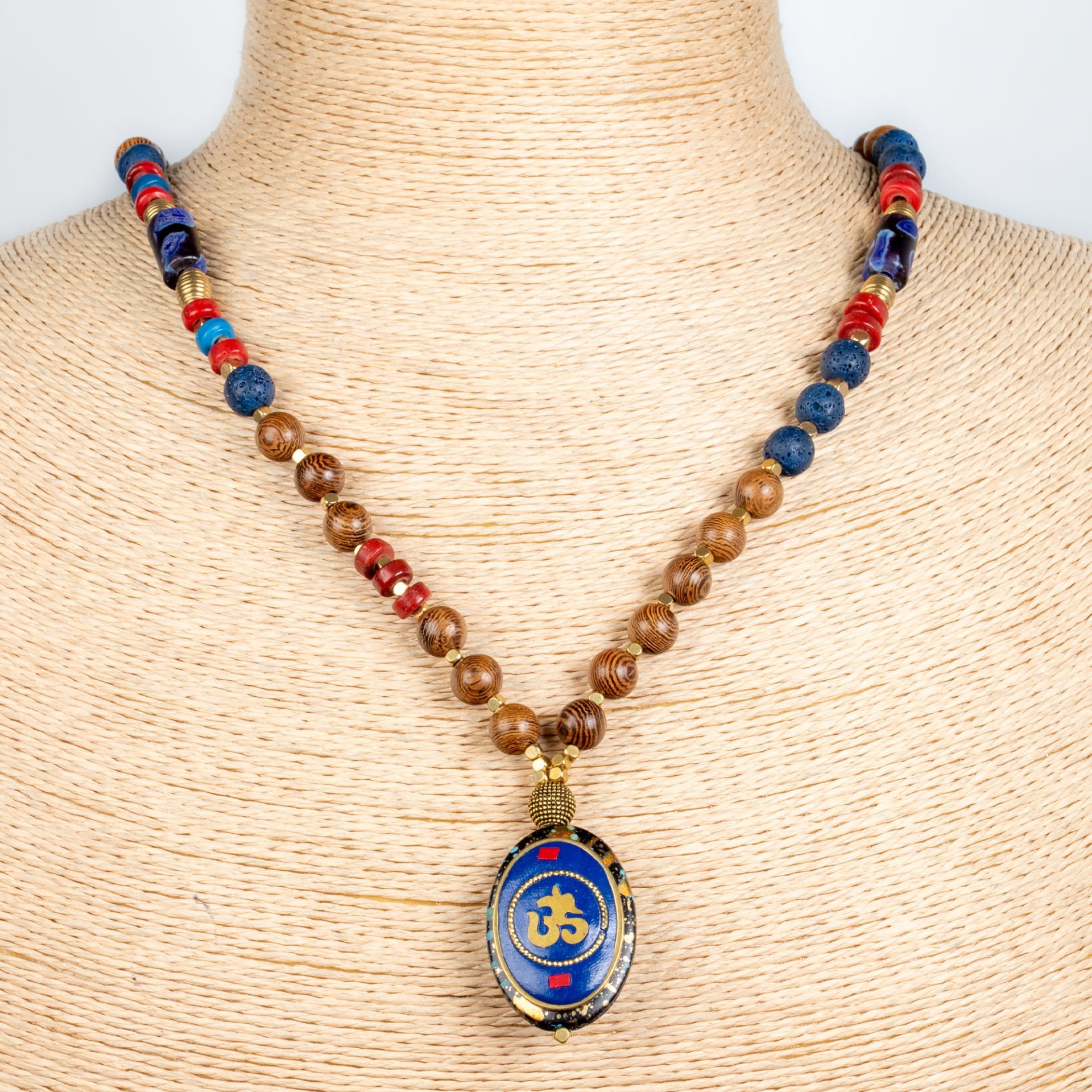 Ethnic Necklace-Natural Stone Long 70cm