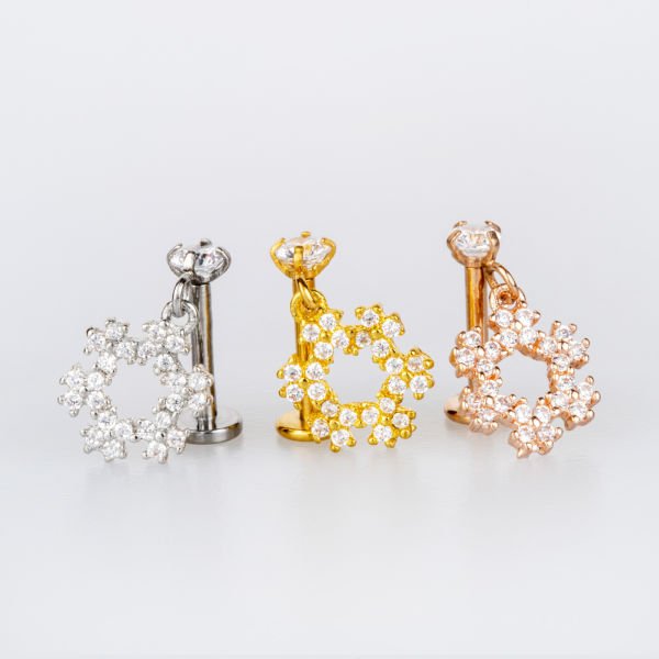 Toptan 316L Çelik Barlı Piercing Tragus Kar Tanesi