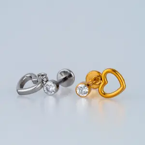 Toptan Piercing Çelik Tragus Helix Kalp Beyaz