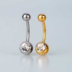 Piercing 316L Çelik Göbek Taşlı İlk Delim Beyaz 8mm