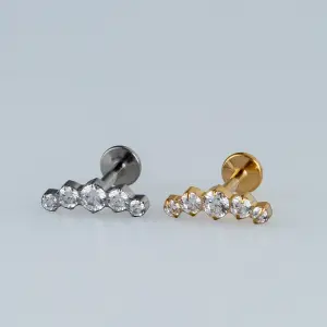 Toptan G23 Titanyum Beşli Kavisli Piercing Beyaz 8mm