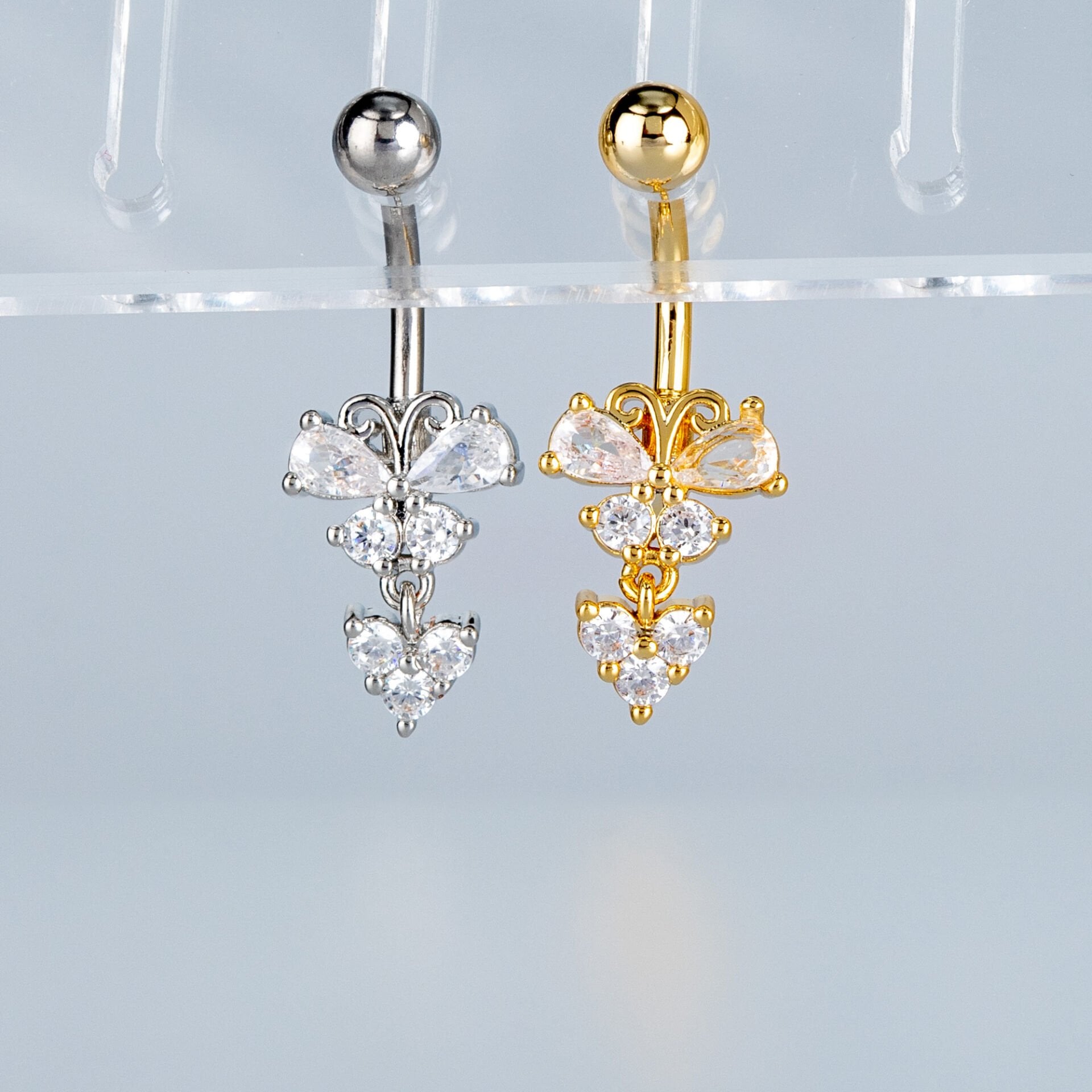 Piercing Göbek Fashion Kelebek Beyaz