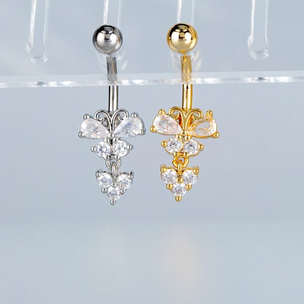 Piercing Göbek Fashion Kelebek Beyaz