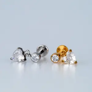 Toptan Piercing Çelik Tragus Helix Kalp Beyaz