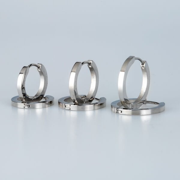 Steel Hoop 2mm Shiny Earring Pair