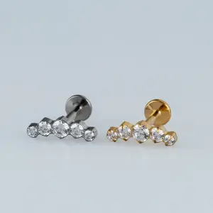 Toptan G23 Titanyum Yedili Kavisli Piercing Sarı 8mm