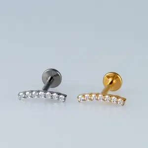Toptan G23 Titanyum Yedili Kavisli Piercing Beyaz 8mm